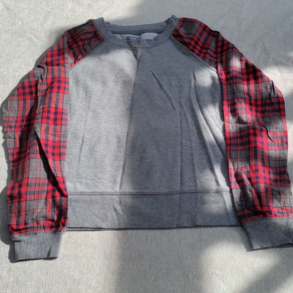 AE Plaid Sleeves Sweatshirt